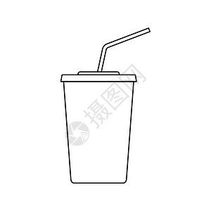 苏打水饮料图标薄线设计矢量插图图片