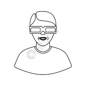 3D眼镜图标的人细线设计矢量插图图片