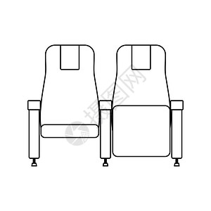 电影座位图标薄线设计矢量图解图片