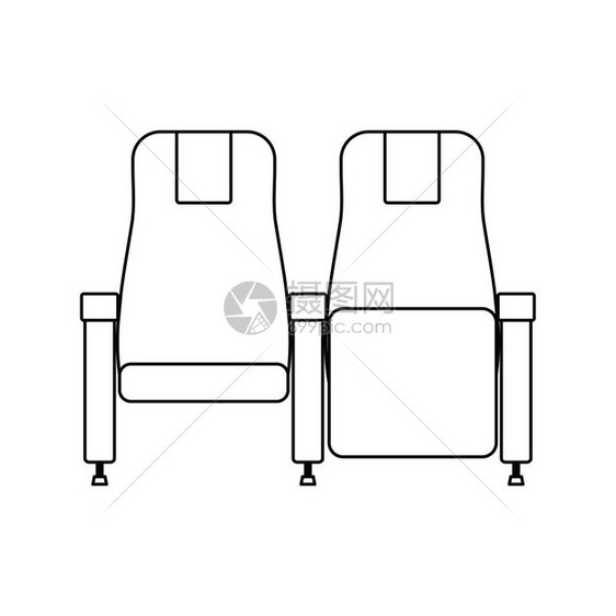 电影座位图标薄线设计矢量图解图片