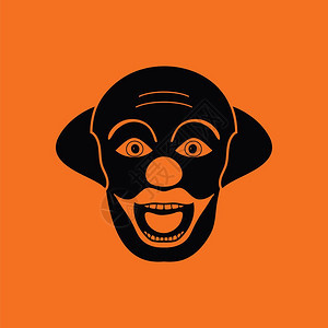 政党小丑脸像图标黑色橙背景矢量插图图片