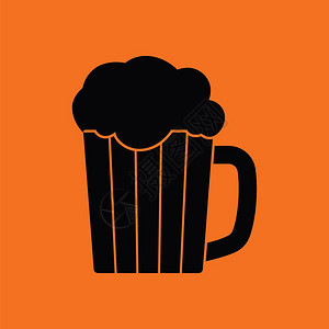 啤酒图示橙色背景黑矢量插图图片