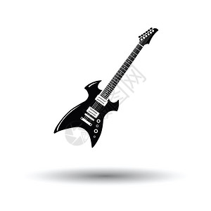电子吉他图标白色背景和影子设计矢量插图背景