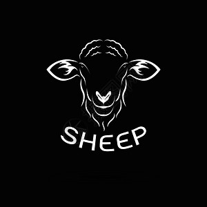 黑底动物图片黑底羊头设计矢量野生动物容易编辑的多层矢量图插画