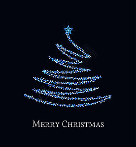 矢量插图蓝色背景的银圣诞树摘要金属灯光装饰圣诞树作为象征银色圣诞树图片