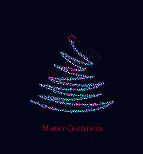 矢量插图蓝色背景的银圣诞树摘要金属灯光装饰圣诞树作为象征银色圣诞树图片