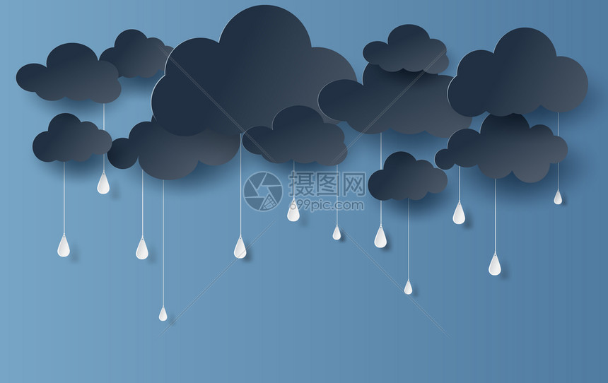 云和雨季纸艺背景图片