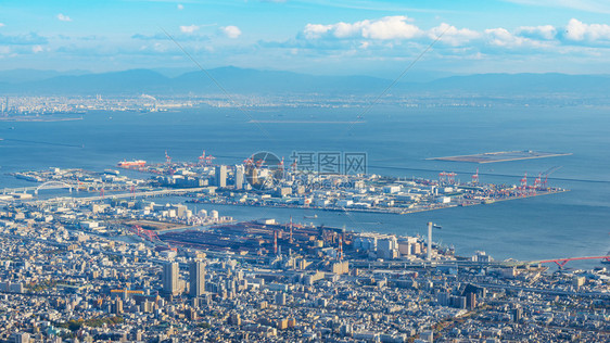 日本神户市空中观察图片