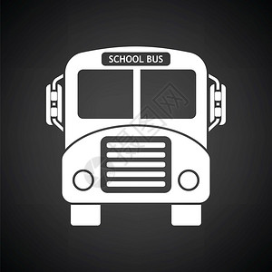 学校公交车图标白色黑背景矢量插图图片