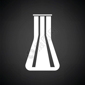 化学灯泡图标黑色背景和白矢量插图图片