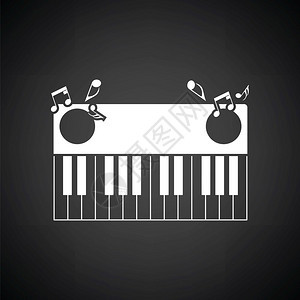 钢琴键盘图标黑色背景与白矢量插图图片