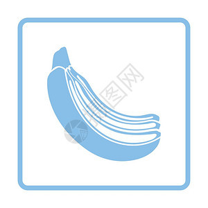 香蕉图标蓝色框架设计矢量图示图片