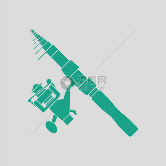曲线钓钩图标绿色的灰背景矢量图示图片