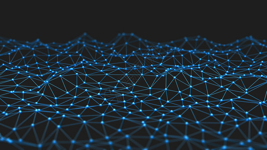数字据和网络连接三角线和黑背景技术概念领域3D抽象图解图片