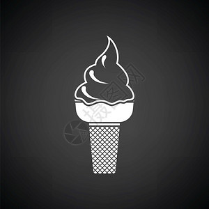 冰淇淋图标黑色背景和白矢量插图图片