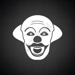政党小丑脸像图标黑色背景白矢量插图图片