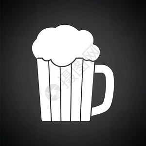 啤酒图标黑色背景和白矢量插图图片