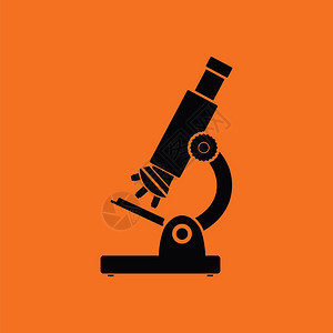 学校显微镜图标黑色橙背景矢量插图图片