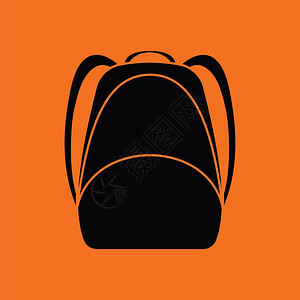 学校背包图标橙色景黑矢量插图图片