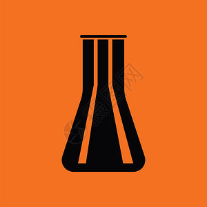 化学灯泡图标黑色橙背景矢量插图图片
