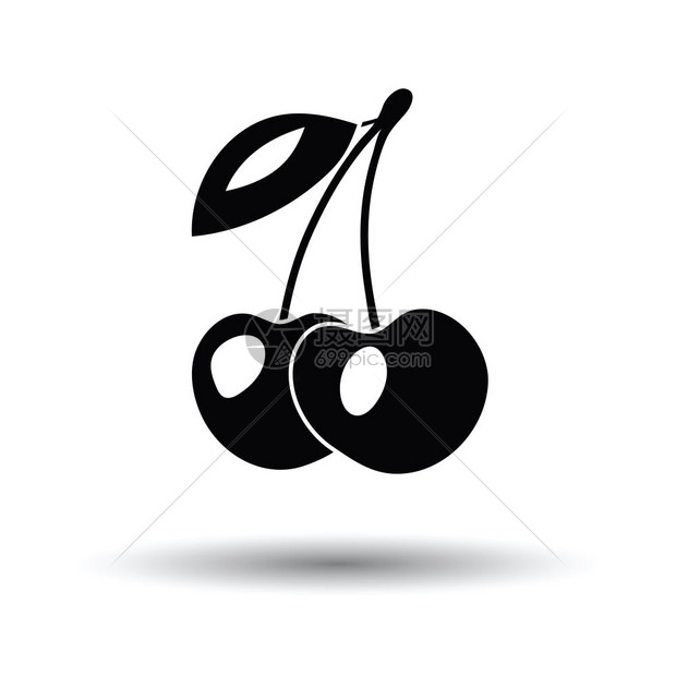 樱桃图标白色背景带有影子设计矢量插图