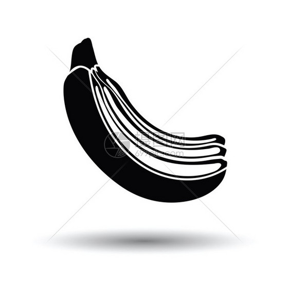 香蕉图标白色背景和影子设计矢量插图图片