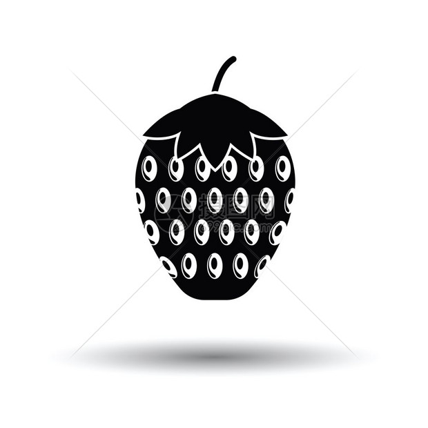 草莓图标白色背景和影子设计矢量插图