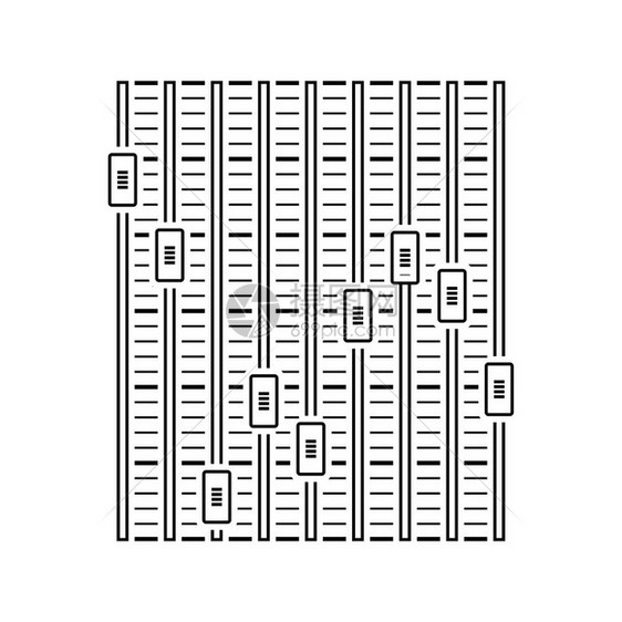 音乐平衡器图标薄线设计矢量插图图片