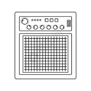 音频监视图标薄线设计矢量插图图片