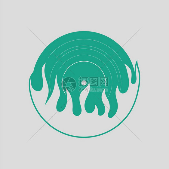 火焰乙烯基图标绿色的灰背景矢量插图图片