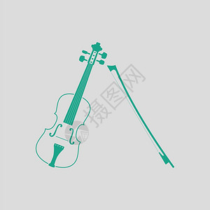 Violin图标绿色的灰背景矢量插图图片