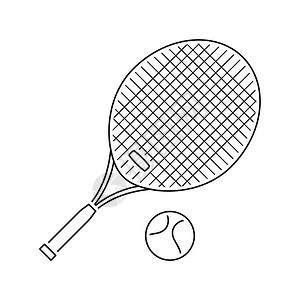 网球火箭和的图标薄线设计矢量图解图片