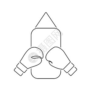 拳击梨和手套的图标细线设计矢量插图图片