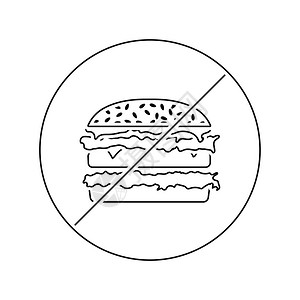 禁止汉堡的图标细线设计矢量插图图片