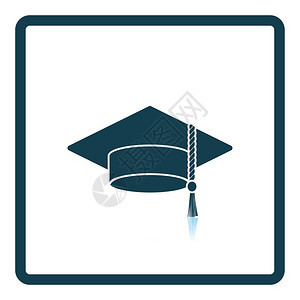 毕业帽图标阴影反射设计矢量插图图片