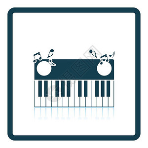 钢琴键盘图标影子反射设计矢量插图图片