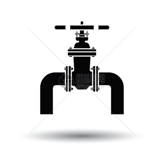 带有阀门的管道图标带有影子设计的白色背景矢量插图图片