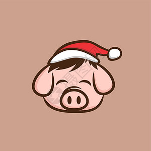 圣诞猪肉培根主题卡通矢量圣诞猪肉主题卡通图片