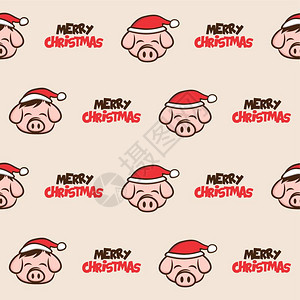 圣诞猪肉培根主题卡通矢量圣诞猪肉主题卡通背景图片