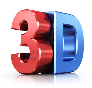 3d电影效果在白色背景上隔离的金属3D标识产生反射效果背景