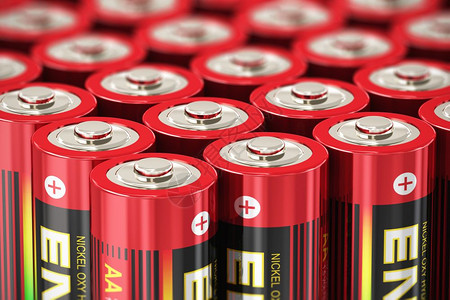 红色AA大小15伏电池组的宏视图有选择焦点效果图片