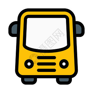 白色背景黄色校车汽车矢量图图片