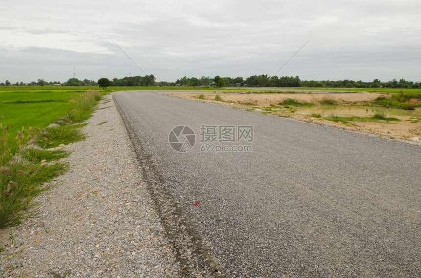 穿越田野的清空农村公路图片