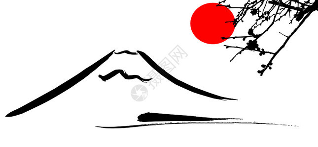 看见藤京山和大阪红太阳矢量图片