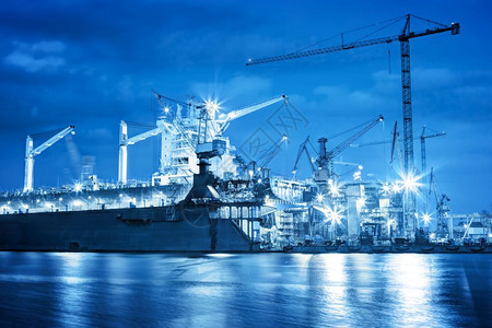 工地船舶修理工业机械起重运输货概念图片