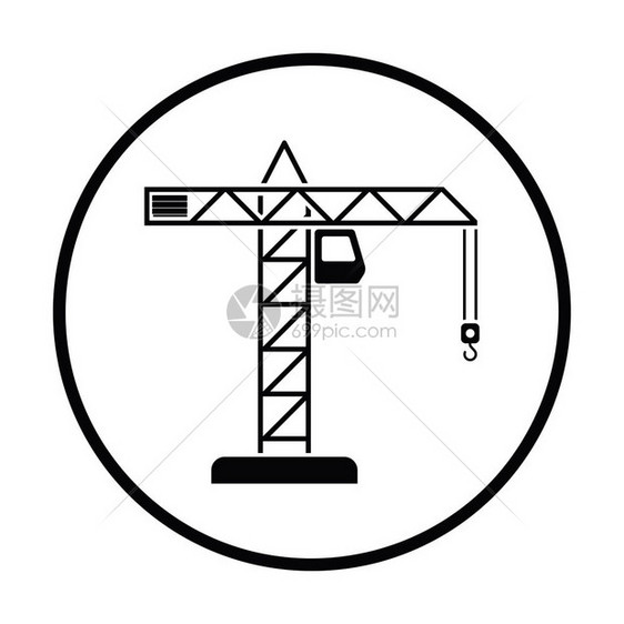 起重机图标细圆设计矢量插图图片