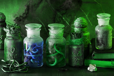 药瓶魔法水万圣节装饰背景