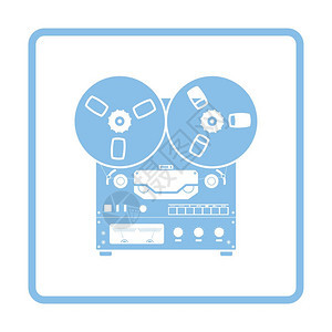 Reel磁带记录器图标蓝色框架设计矢量插图图片