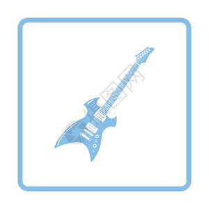 电子吉他图标蓝框设计矢量插图图片