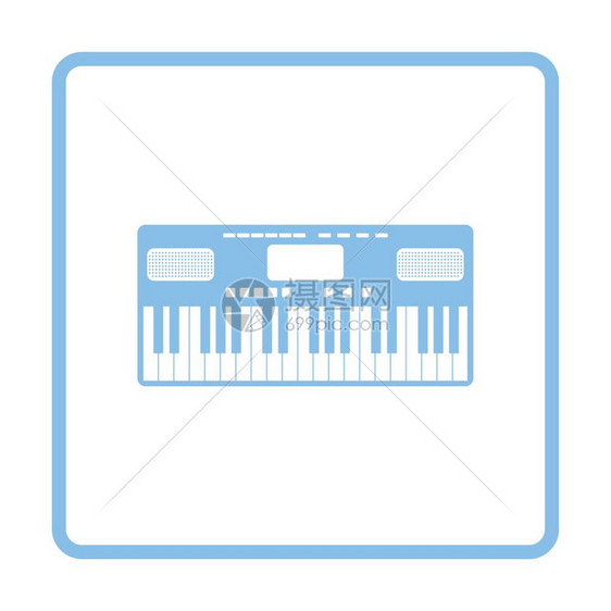 音乐合成器图标蓝色框架设计矢量插图图片